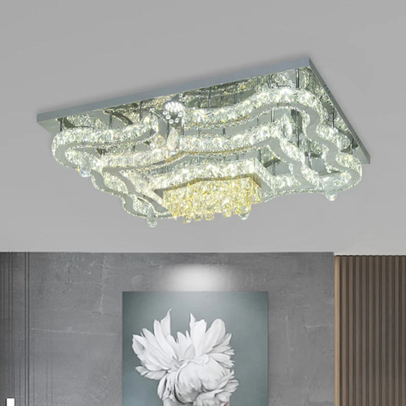 Kristal gepolijst chroom, semi-inbouw, gelaagde, moderne LED-verlichting dichtbij het plafond met rechthoekige/ronde luife...