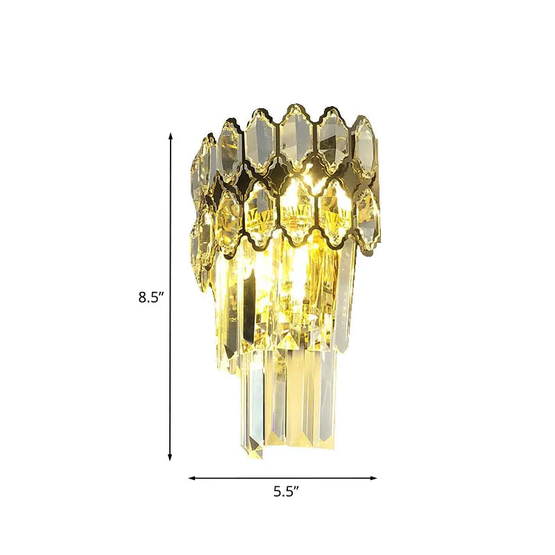 Kristal gouden wandverlichtingsarmatuur gelaagd 2 lampen traditioneel wandkandelaarlicht voor woonkamer Clearhalo