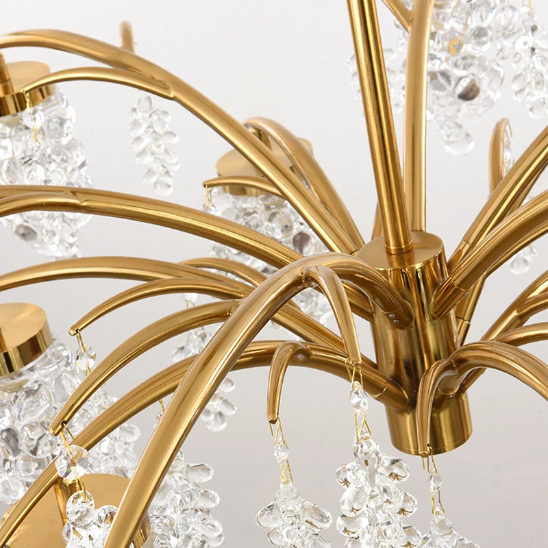 Kristal kralen goud hangende lichtset druifvorm 6/8 hoofden slaapkamer kroonluchter lichtarmatuur Clearhalo