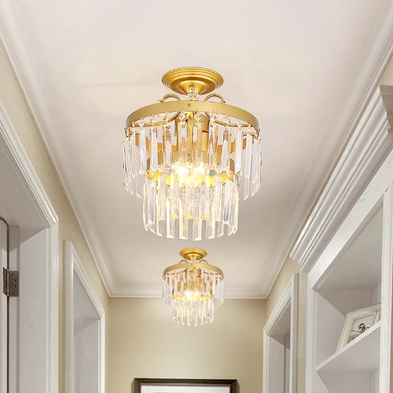 Kristal 2 lagen semi-inbouw postmoderne 3/5 lampen woonkamer inbouwlamp goud Clearhalo