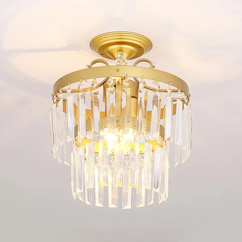 Kristal 2 lagen semi-inbouw postmoderne 3/5 lampen woonkamer inbouwlamp goud Clearhalo