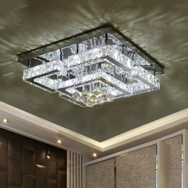 Kristalchroom plafondinbouwlamp 2-laags vierkante/cirkel modernistische LED-inbouwverlichting Clearhalo