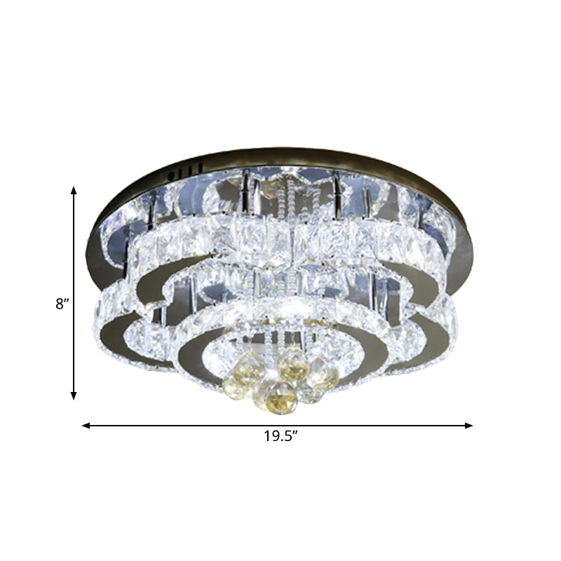 Kristalchroom plafondinbouwlamp 2-laags vierkante/cirkel modernistische LED-inbouwverlichting Clearhalo