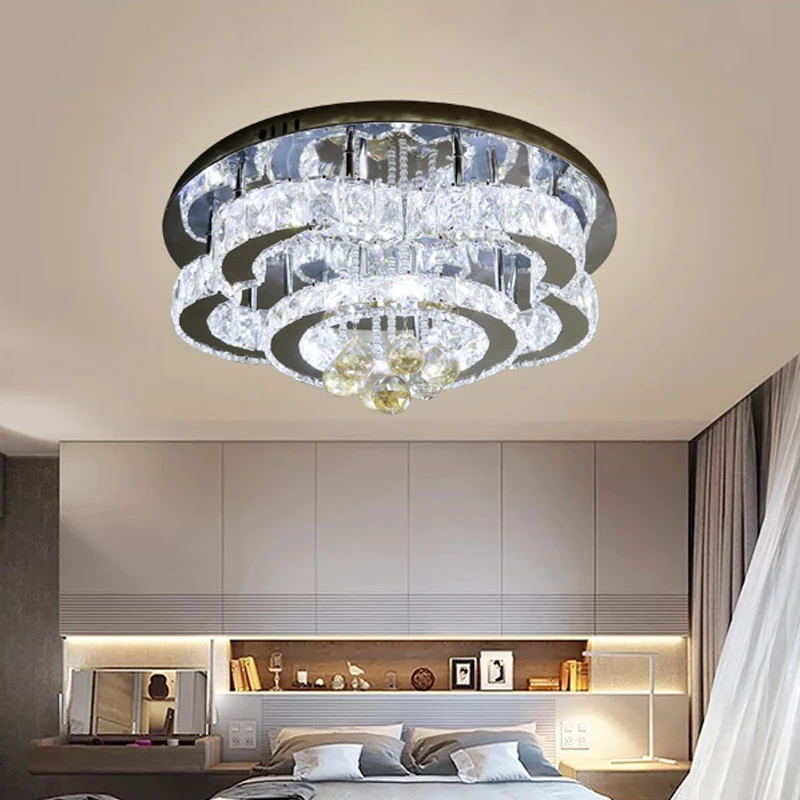 Kristalchroom plafondinbouwlamp 2-laags vierkante/cirkel modernistische LED-inbouwverlichting Clearhalo