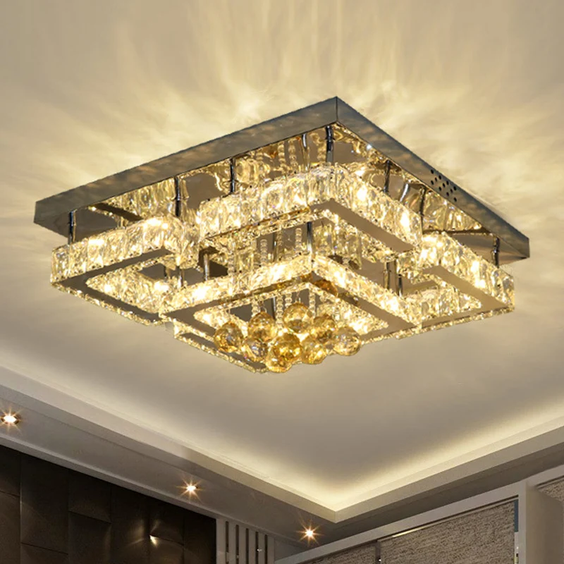Kristalchroom plafondinbouwlamp 2-laags vierkante/cirkel modernistische LED-inbouwverlichting Clearhalo