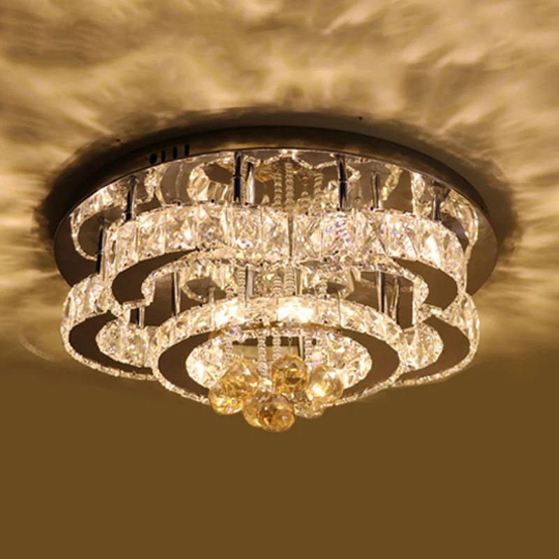 Kristalchroom plafondinbouwlamp 2-laags vierkante/cirkel modernistische LED-inbouwverlichting Clearhalo