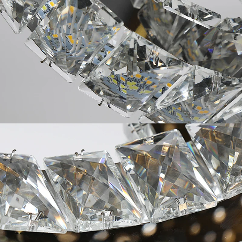 Kristallen autovormige kroonluchterlamp Hedendaagse led-hanglamp zwart Clearhalo
