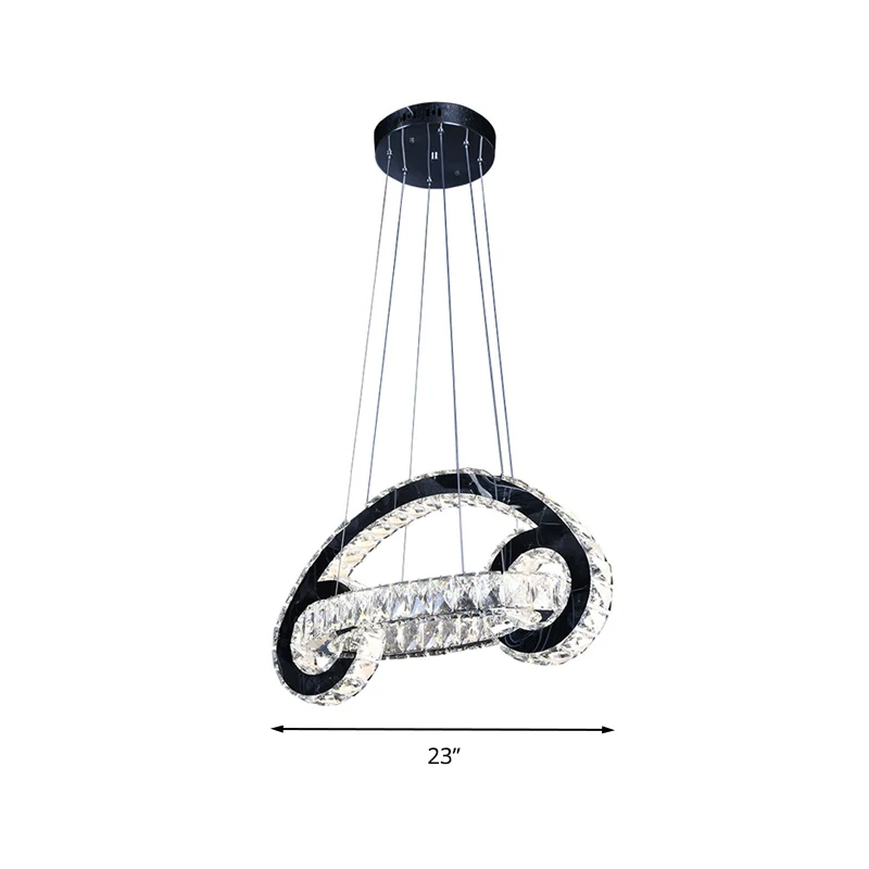Kristallen autovormige kroonluchterlamp Hedendaagse led-hanglamp zwart Clearhalo