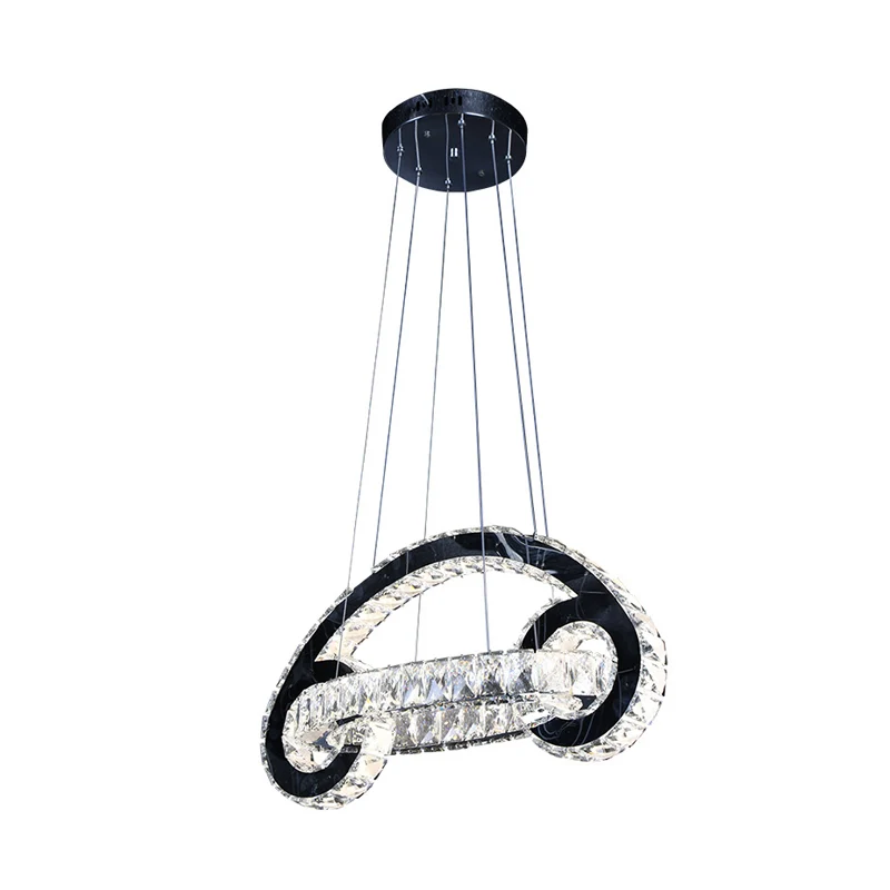 Kristallen autovormige kroonluchterlamp Hedendaagse led-hanglamp zwart Clearhalo