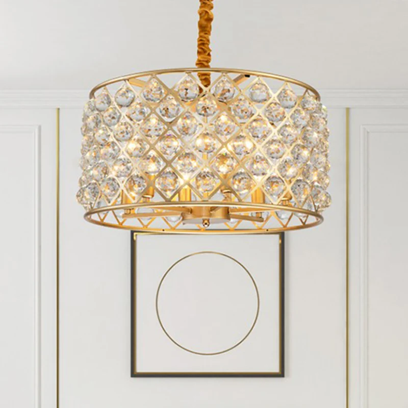Kristallen bollen gouden afwerking slingerlicht rooster diamant 6-lichts minimalistische plafondkroonluchter voor woonkame...