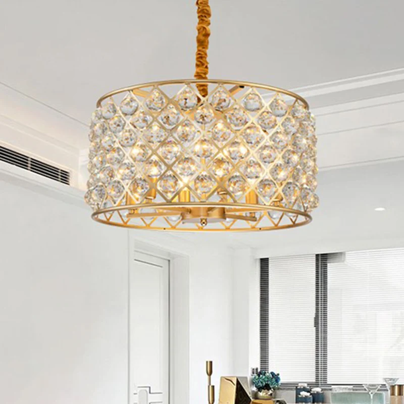Kristallen bollen gouden afwerking slingerlicht rooster diamant 6-lichts minimalistische plafondkroonluchter voor woonkame...