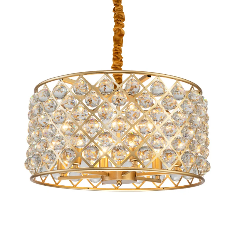 Kristallen bollen gouden afwerking slingerlicht rooster diamant 6-lichts minimalistische plafondkroonluchter voor woonkame...