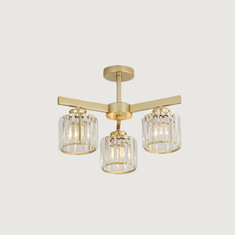 Kristallen cilinder plafondgemonteerd licht Minimalistisch gouden semi-inbouwarmatuur voor slaapkamer Clearhalo