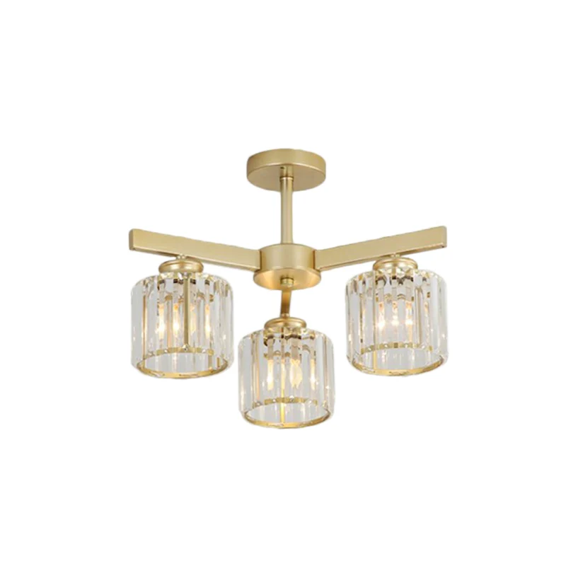 Kristallen cilinder plafondgemonteerd licht Minimalistisch gouden semi-inbouwarmatuur voor slaapkamer Clearhalo