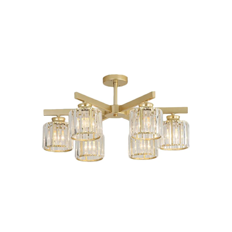 Kristallen cilinder plafondgemonteerd licht Minimalistisch gouden semi-inbouwarmatuur voor slaapkamer Clearhalo