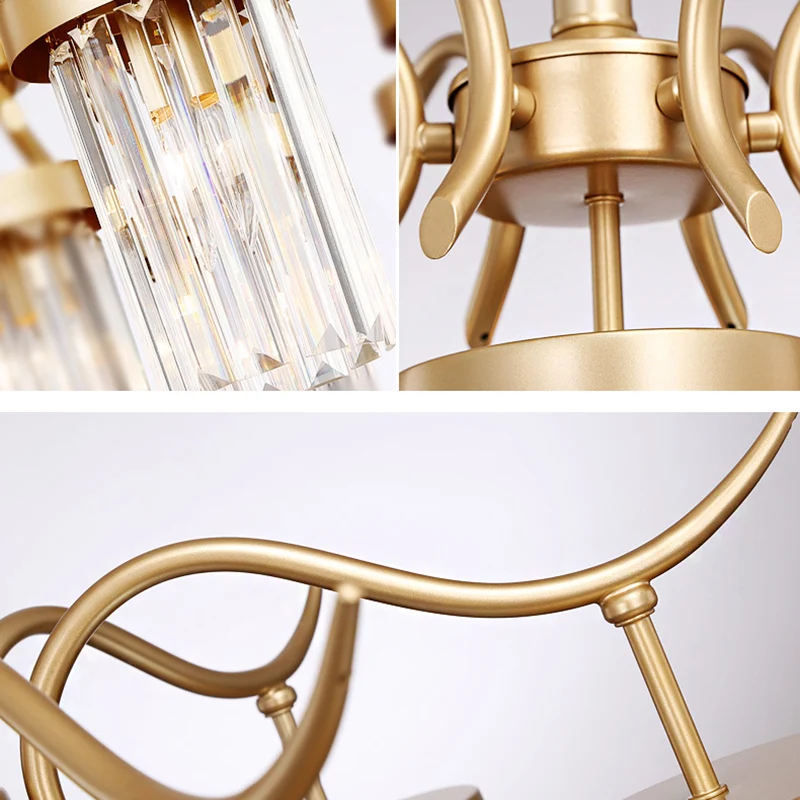 Kristallen cilindrische kroonluchter licht modernisme 7/9-kop hangende plafondlamp messing Clearhalo