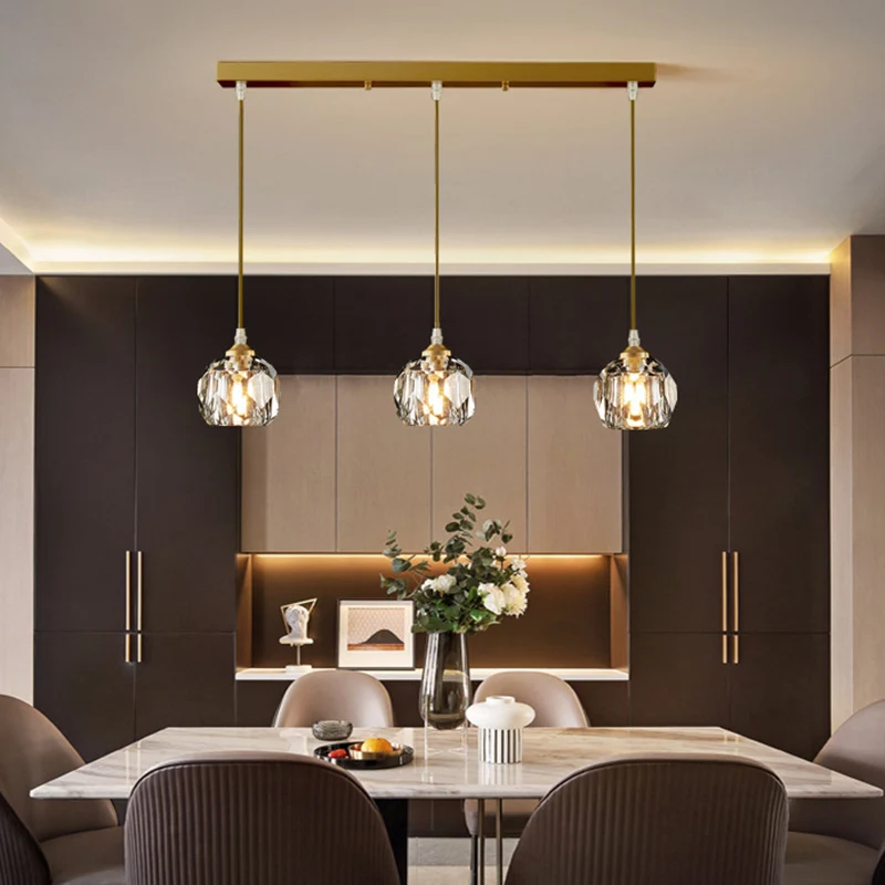 Kristallen geometrische hangende verlichtingsarmatuur Moderne LED gouden hanglamp Clearhalo