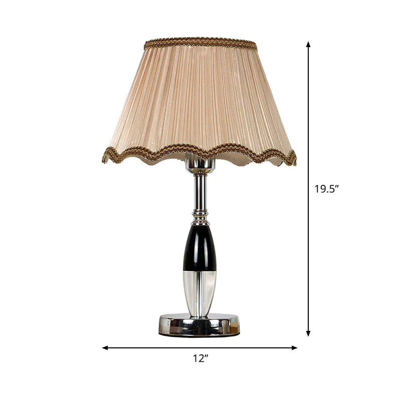 K9 Kristallen Geschulpte Nachtkastje Verlichting Eigentijdse 1-Lamp Beige Nachttafellamp Clearhalo