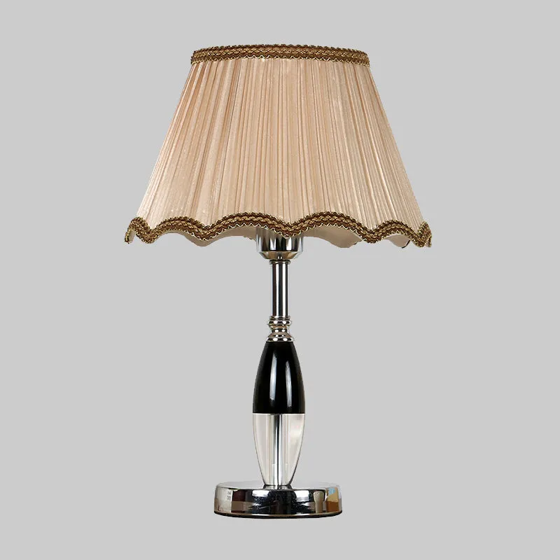K9 Kristallen Geschulpte Nachtkastje Verlichting Eigentijdse 1-Lamp Beige Nachttafellamp Clearhalo