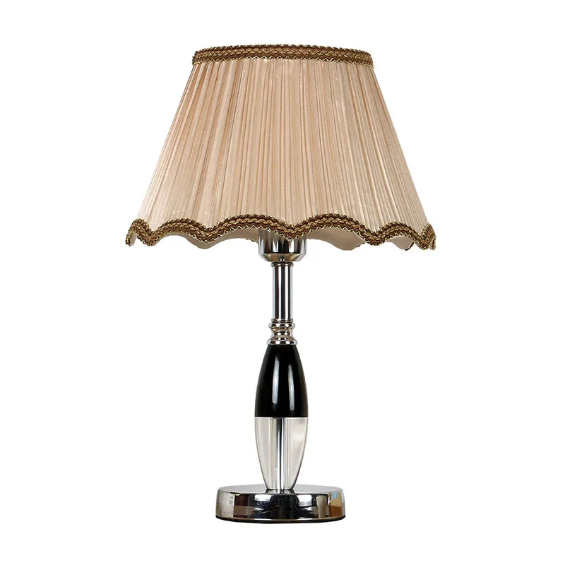 K9 Kristallen Geschulpte Nachtkastje Verlichting Eigentijdse 1-Lamp Beige Nachttafellamp Clearhalo