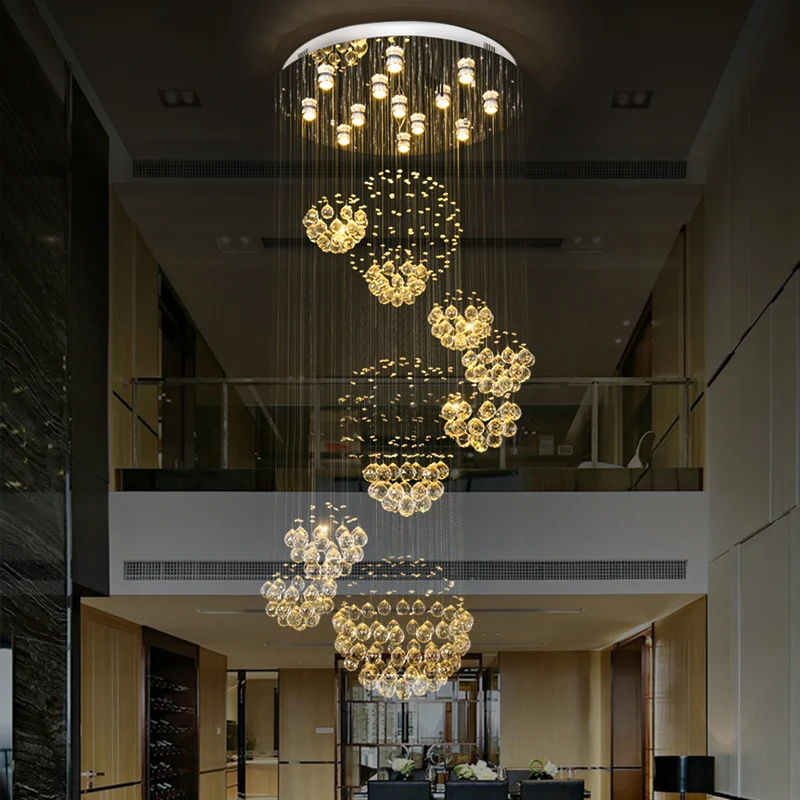 Kristallen gouden cluster hanglamp spiraal 13 koppen moderne LED hangende plafondlamp met ronde luifel Clearhalo