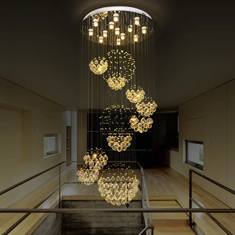 Kristallen gouden cluster hanglamp spiraal 13 koppen moderne LED hangende plafondlamp met ronde luifel Clearhalo