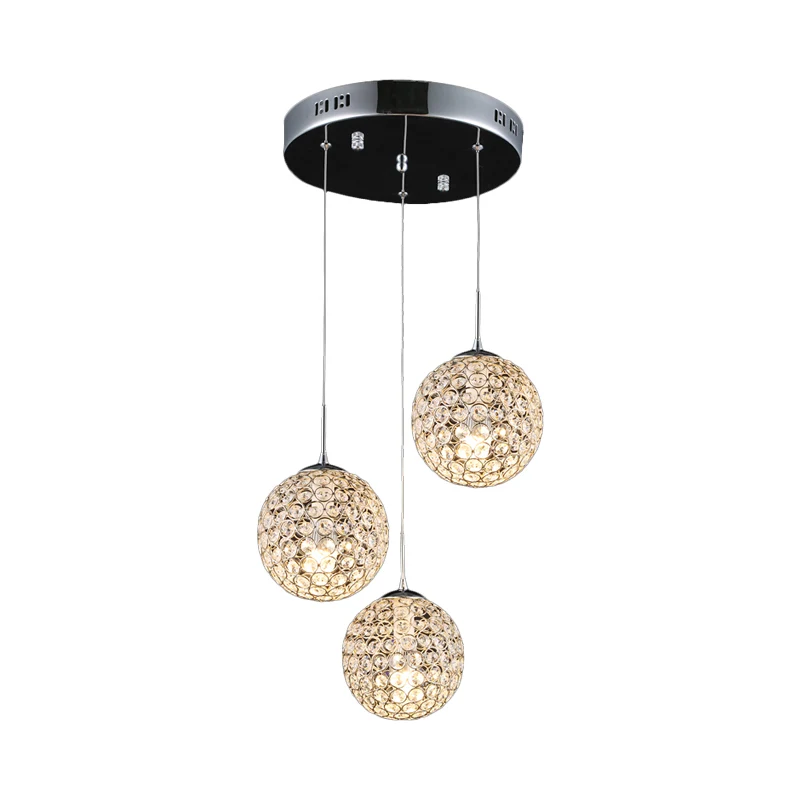 Kristallen ingebedde chroomclusterhanger bolvormig 3/5/6 lampen modernistisch hangend plafondlicht Clearhalo