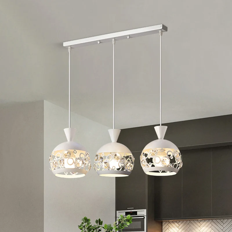 Kristallen ingebedde koepelvormige hanglamp modernisme 3-kops witte afwerking multi-plafondlamp Clearhalo