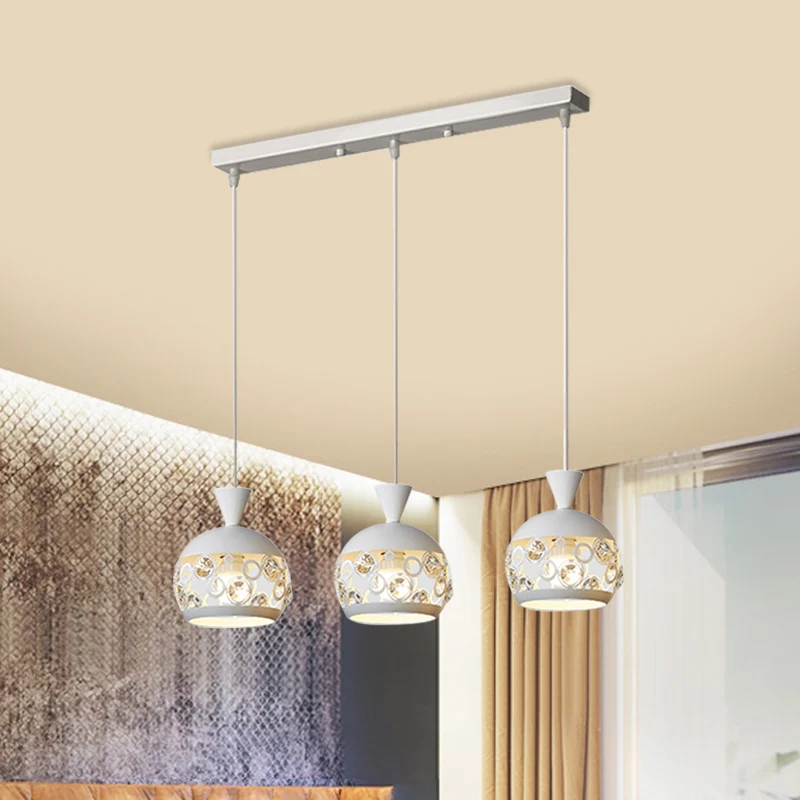 Kristallen ingebedde koepelvormige hanglamp modernisme 3-kops witte afwerking multi-plafondlamp Clearhalo