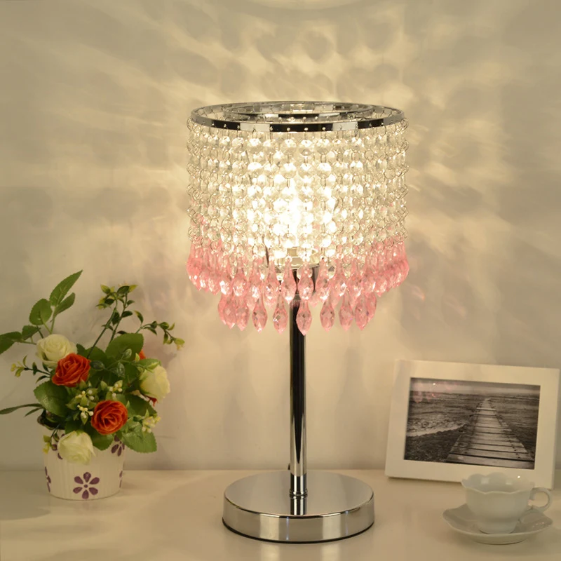 Kristallen kralen rood/roze/paars tafellamp 2 lagen kwastje modernistische nachtkastje met enkele lamp voor nachtkastje Cl...