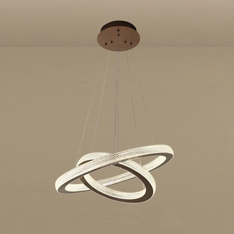 Kristallen kruiscirkelkroonluchterlamp Minimalistische LED-koffiehanglampset warm/wit licht Clearhalo