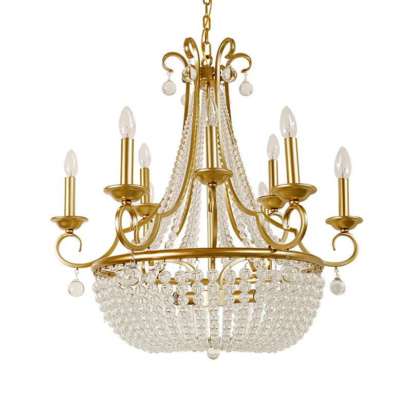 Kristallen mand met kralen, hanglamp, rustieke eetkamer, plafondkroonluchter met kaarsontwerp Clearhalo