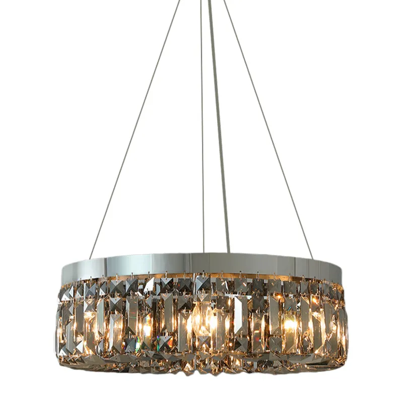 K9 kristallen prisma rookgrijze druppellamp rond 6 koppen moderne kroonluchterlamp Clearhalo