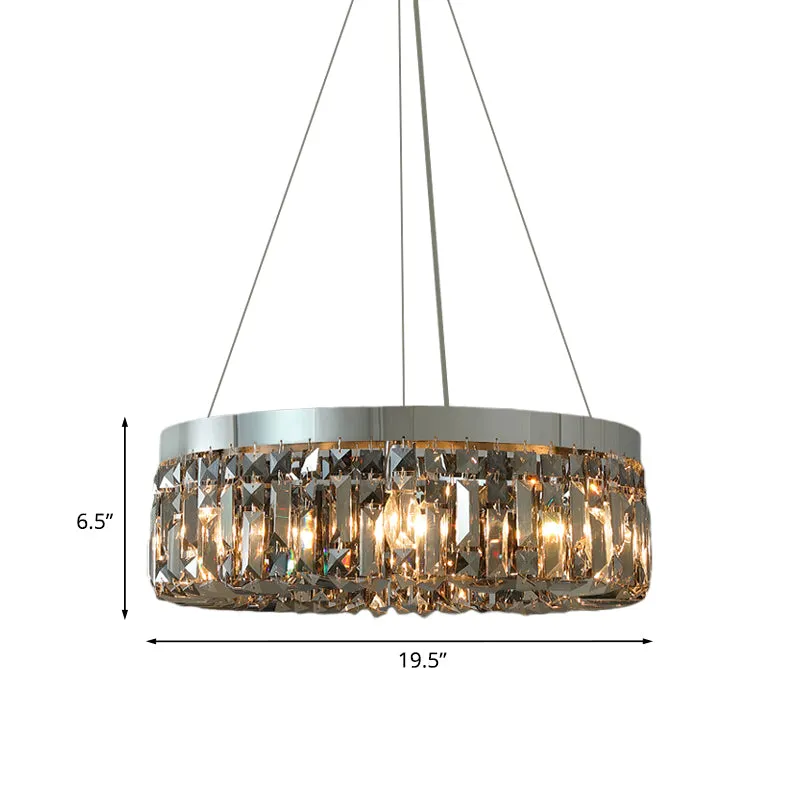 K9 kristallen prisma rookgrijze druppellamp rond 6 koppen moderne kroonluchterlamp Clearhalo