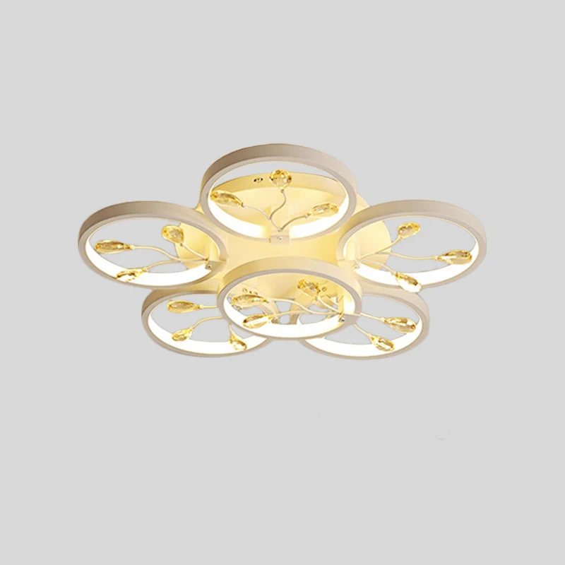 Kristallen regendruppels zwart/wit semi-inbouwlicht Bloem LED eigentijds plafondgemonteerd armatuur wit/warm licht Clearhalo