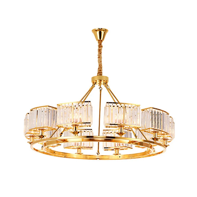 K9 kristallen ronde kroonluchter verlichting minimalistische gouden hanglamp voor eetkamer Clearhalo