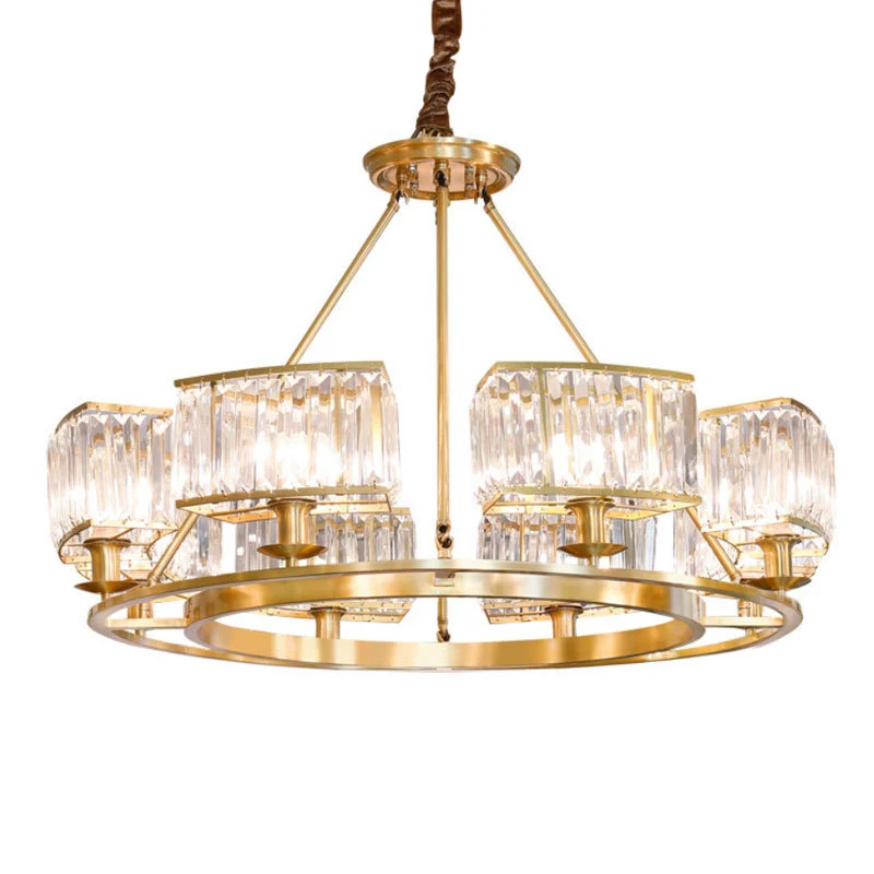 K9 kristallen ronde kroonluchter verlichting minimalistische gouden hanglamp voor eetkamer Clearhalo
