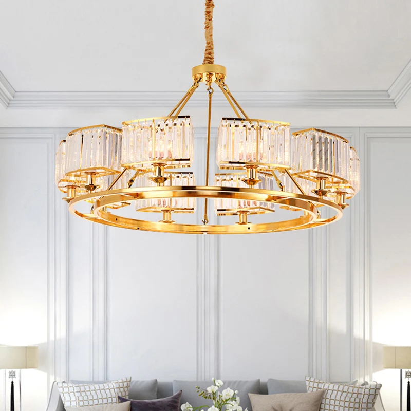 K9 kristallen ronde kroonluchter verlichting minimalistische gouden hanglamp voor eetkamer Clearhalo