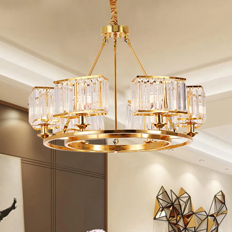 K9 kristallen ronde kroonluchter verlichting minimalistische gouden hanglamp voor eetkamer Clearhalo