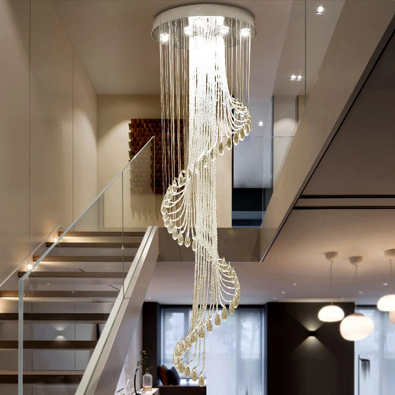 Kristallen spiraalcluster hanglamp modernistisch 13-lichts woonkamer LED-hanglampset zilver Clearhalo