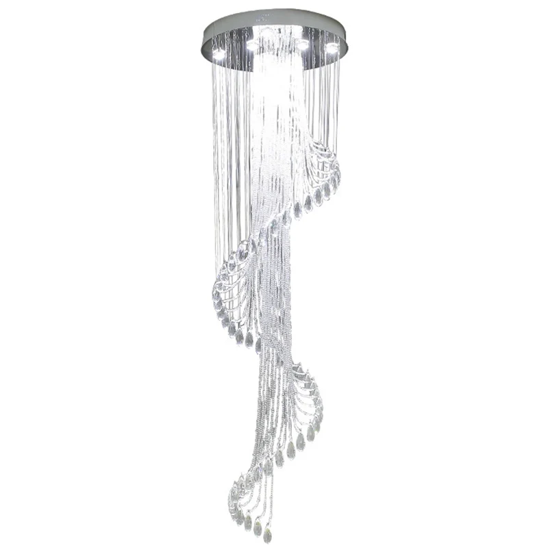 Kristallen spiraalcluster hanglamp modernistisch 13-lichts woonkamer LED-hanglampset zilver Clearhalo