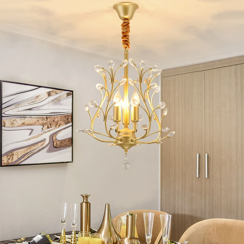 K9 kristallen tak plafondkroonluchter hedendaagse 3-lichts eetkamer hanglamp zwart/goud Clearhalo