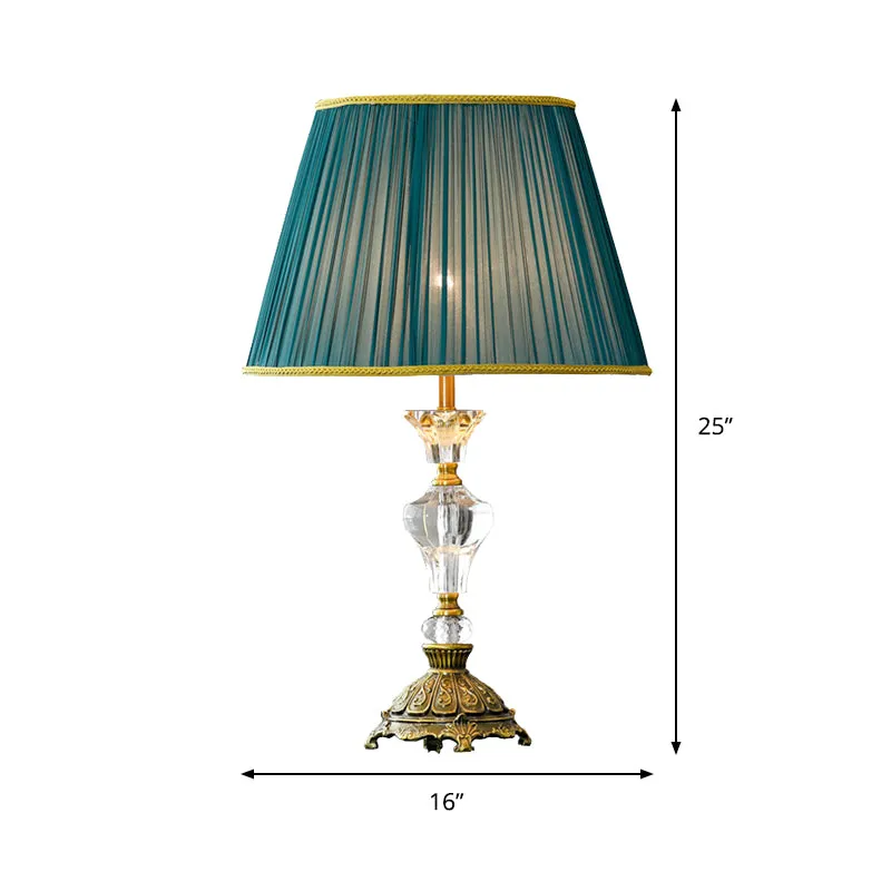 Kristallen taps toelopende nachttafelverlichting Modernistisch 1-lamps gouden nachtkastjelicht met urnvormige voet Clearhalo