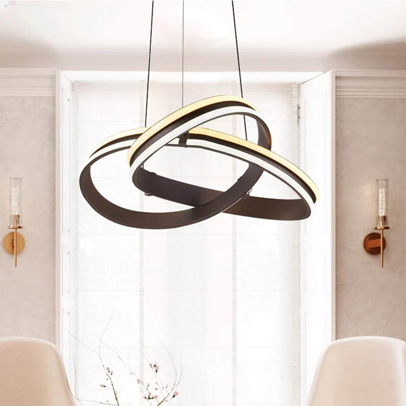 Kronkelende acrylkroonluchter, moderne LED-bruine plafondhanger warm/wit/natuurlijk licht Clearhalo