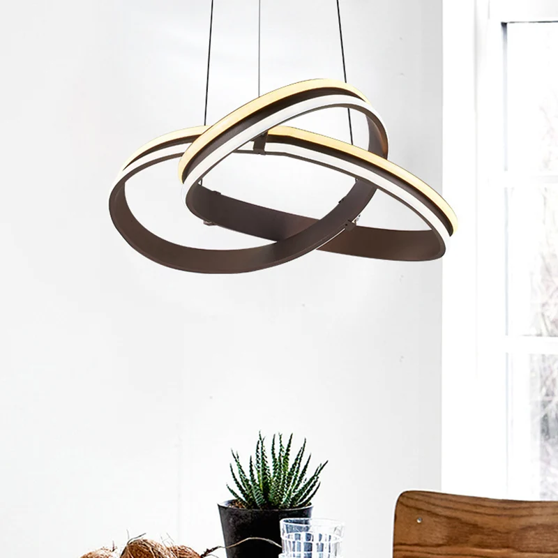 Kronkelende acrylkroonluchter, moderne LED-bruine plafondhanger warm/wit/natuurlijk licht Clearhalo