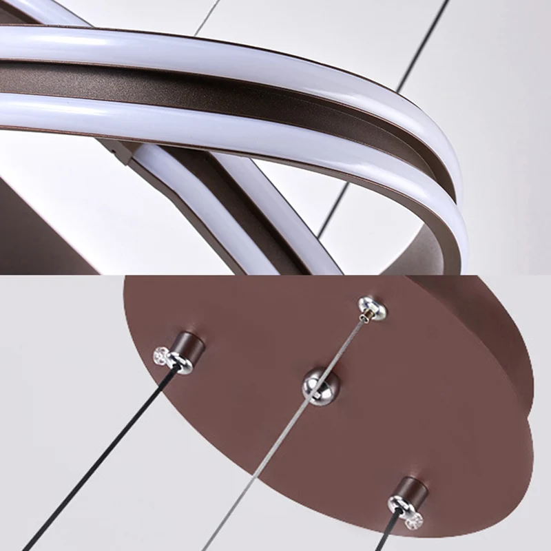 Kronkelende acrylkroonluchter, moderne LED-bruine plafondhanger warm/wit/natuurlijk licht Clearhalo