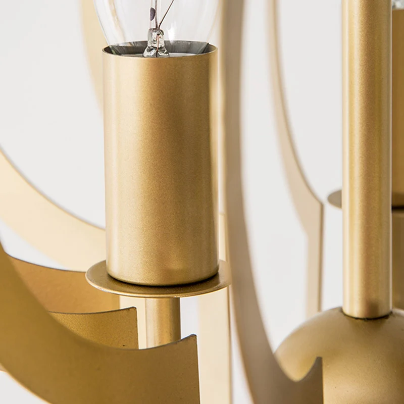 Kroonluchter met 3 lampen, retro quatrefoil-vormige metalen hanglamp goud Clearhalo