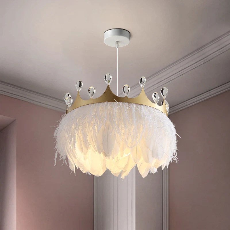 Kroonveer hanglamp Nordic 1 kop gouden hanglamp met helder kristal accent Clearhalo