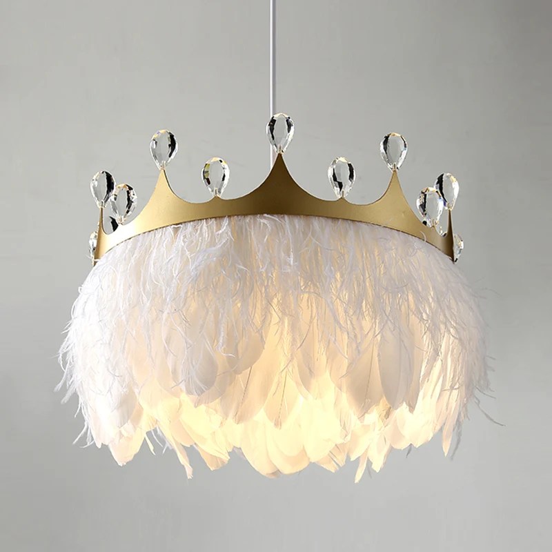 Kroonveer hanglamp Nordic 1 kop gouden hanglamp met helder kristal accent Clearhalo