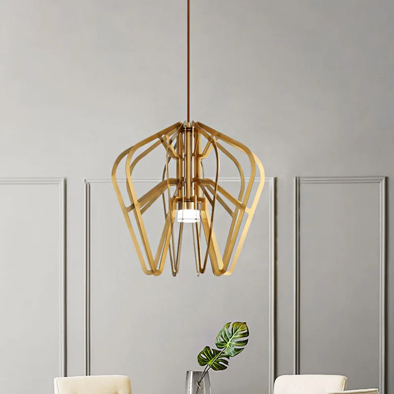 Kroonvormige bistro-hanger met metalen postmoderne LED-hanglamp goud Clearhalo